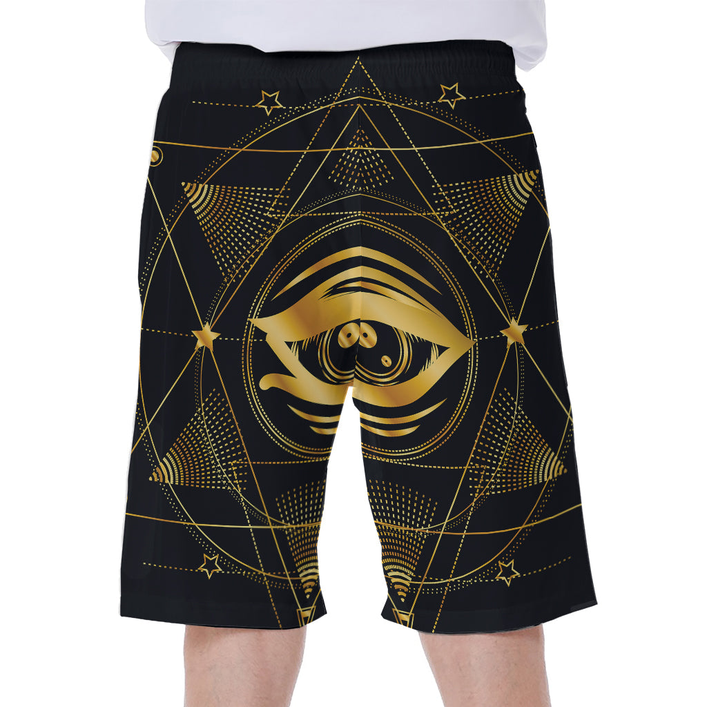 Geometric Eye of Providence Print Men's Beach Shorts