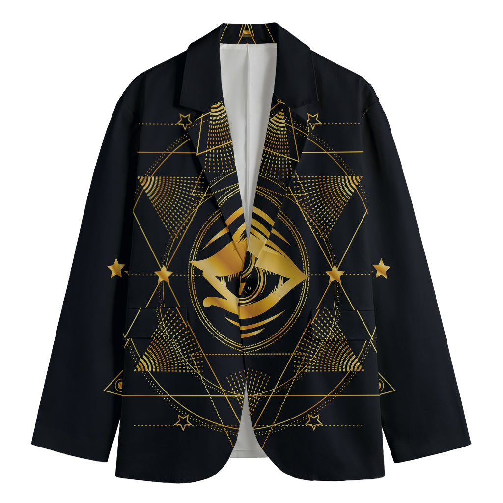 Geometric Eye of Providence Print Men's Blazer