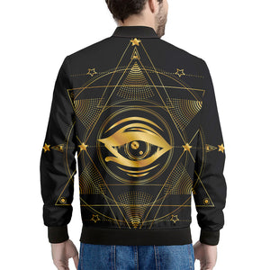 Geometric Eye of Providence Print Men's Bomber Jacket