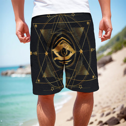 Geometric Eye of Providence Print Men's Cargo Shorts