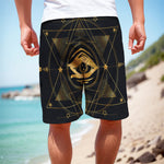 Geometric Eye of Providence Print Men's Cargo Shorts