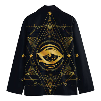 Geometric Eye of Providence Print Men's Cotton Blazer