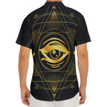 Geometric Eye of Providence Print Men's Deep V-Neck Shirt