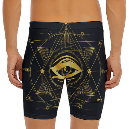Geometric Eye of Providence Print Men's Long Boxer Briefs