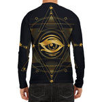 Geometric Eye of Providence Print Men's Long Sleeve Rash Guard