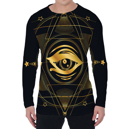 Geometric Eye of Providence Print Men's Long Sleeve T-Shirt