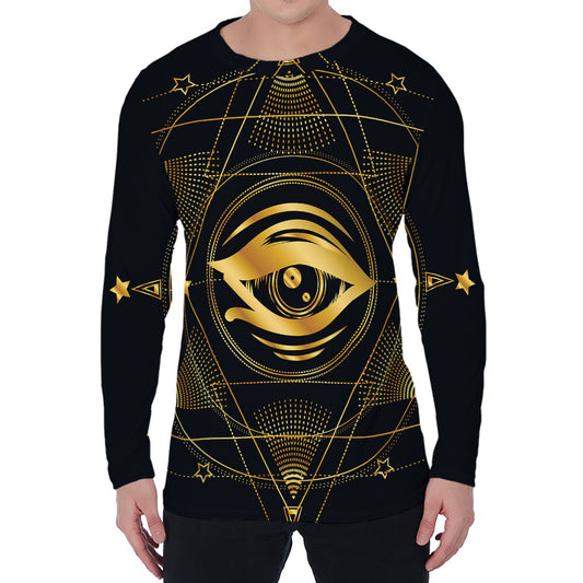 Geometric Eye of Providence Print Men's Long Sleeve T-Shirt