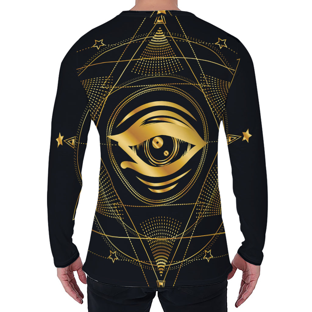 Geometric Eye of Providence Print Men's Long Sleeve T-Shirt
