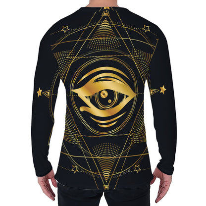Geometric Eye of Providence Print Men's Long Sleeve T-Shirt