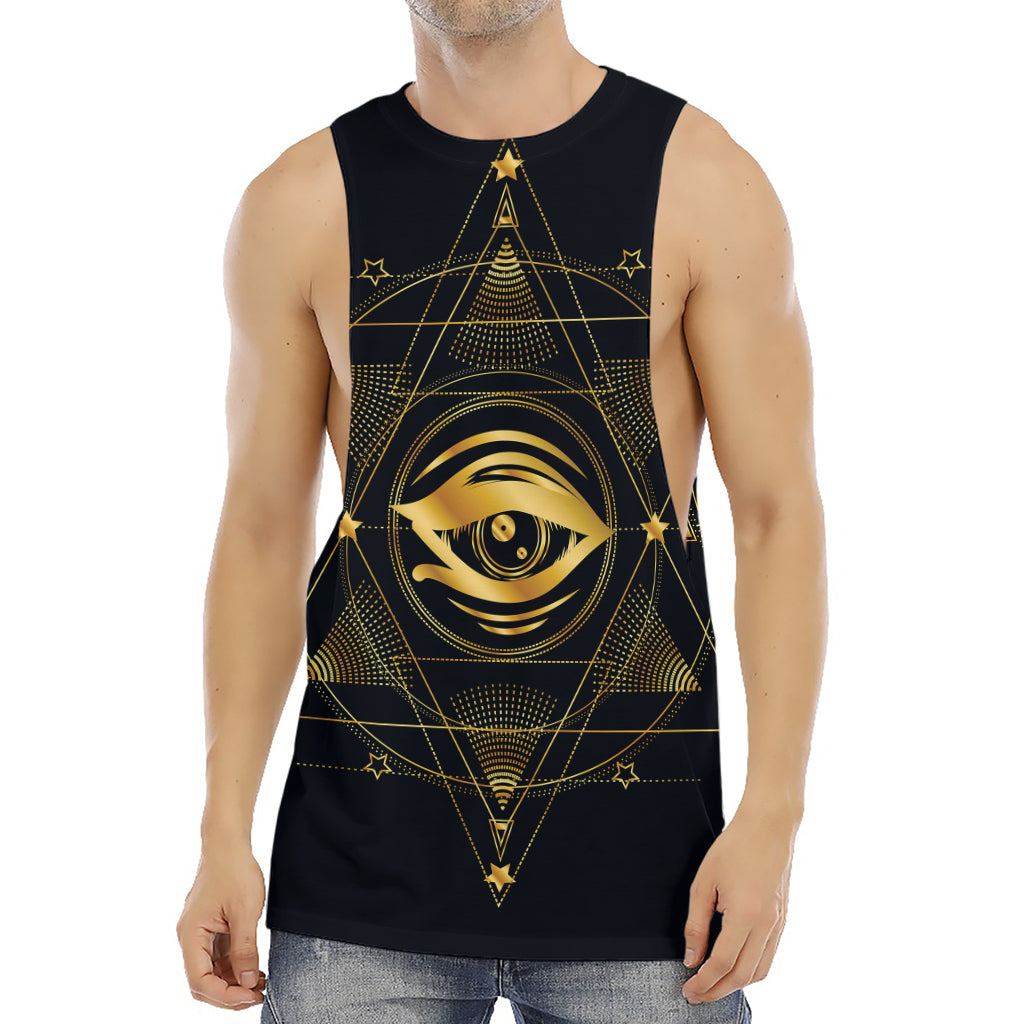 Geometric Eye of Providence Print Men's Muscle Tank Top