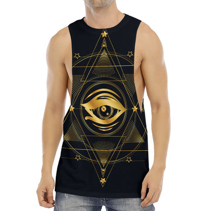 Geometric Eye of Providence Print Men's Muscle Tank Top