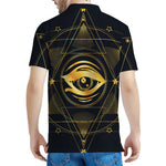 Geometric Eye of Providence Print Men's Polo Shirt