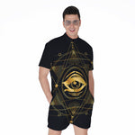 Geometric Eye of Providence Print Men's Rompers