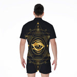 Geometric Eye of Providence Print Men's Rompers