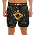 Geometric Eye of Providence Print Men's Split Running Shorts