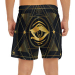Geometric Eye of Providence Print Men's Split Running Shorts