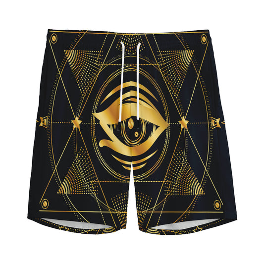 Geometric Eye of Providence Print Men's Sports Shorts