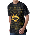 Geometric Eye of Providence Print Men's Velvet T-Shirt