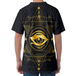 Geometric Eye of Providence Print Men's Velvet T-Shirt