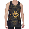 Geometric Eye of Providence Print Men's Velvet Tank Top