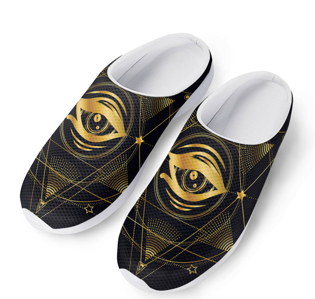 Geometric Eye of Providence Print Mesh Casual Shoes