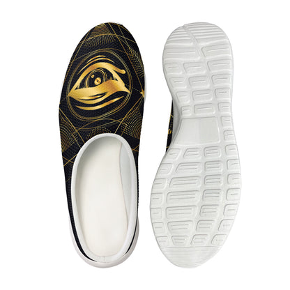 Geometric Eye of Providence Print Mesh Casual Shoes