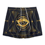 Geometric Eye of Providence Print Mesh Shorts