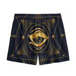 Geometric Eye of Providence Print Mesh Shorts