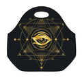 Geometric Eye of Providence Print Neoprene Lunch Bag