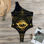 Geometric Eye of Providence Print One Shoulder Bodysuit