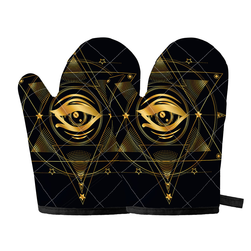Geometric Eye of Providence Print Oven Mitts