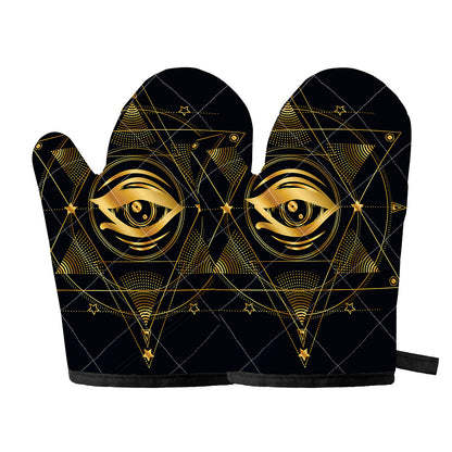 Geometric Eye of Providence Print Oven Mitts