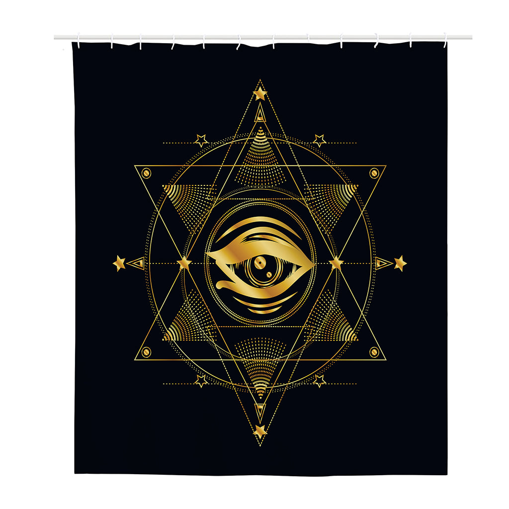 Geometric Eye of Providence Print Polyester Shower Curtain