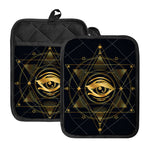 Geometric Eye of Providence Print Pot Holders With Pocket