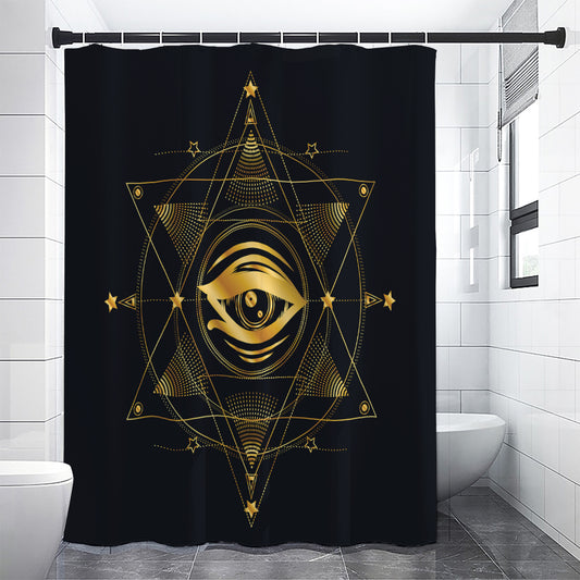 Geometric Eye of Providence Print Premium Shower Curtain