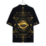 Geometric Eye of Providence Print Rayon Hawaiian Shirt