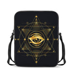 Geometric Eye of Providence Print Rectangular Crossbody Bag
