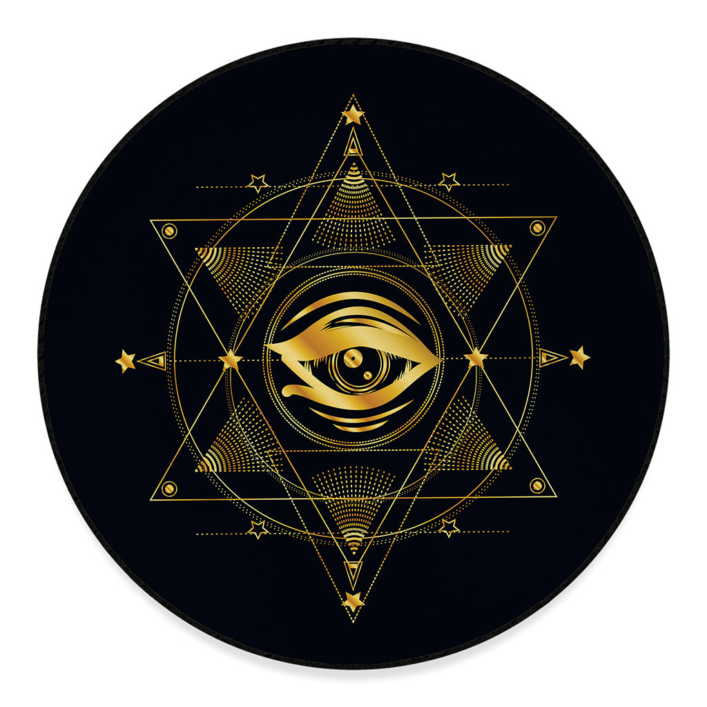 Geometric Eye of Providence Print Round Floor Mat
