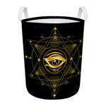 Geometric Eye of Providence Print Round Laundry Basket