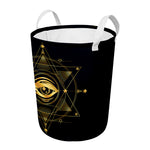 Geometric Eye of Providence Print Round Laundry Basket