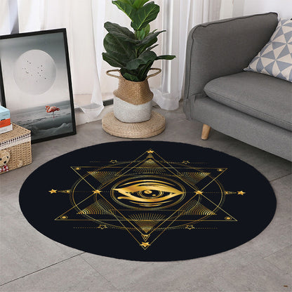 Geometric Eye of Providence Print Round Rug