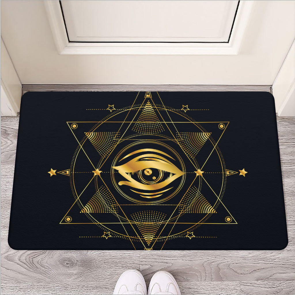 Geometric Eye of Providence Print Rubber Doormat