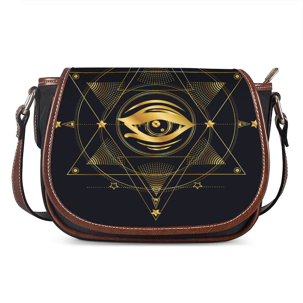 Geometric Eye of Providence Print Saddle Bag