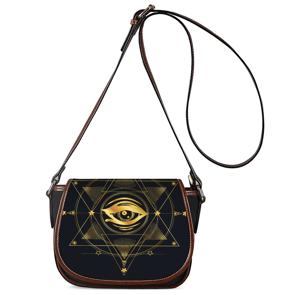 Geometric Eye of Providence Print Saddle Bag