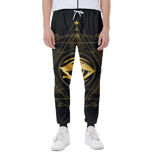 Geometric Eye of Providence Print Scuba Joggers