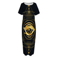 Geometric Eye of Providence Print Short Sleeve Long Nightdress