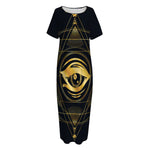 Geometric Eye of Providence Print Short Sleeve Long Nightdress