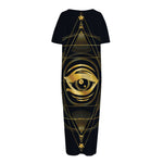 Geometric Eye of Providence Print Short Sleeve Long Nightdress