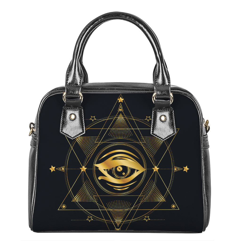 Geometric Eye of Providence Print Shoulder Handbag