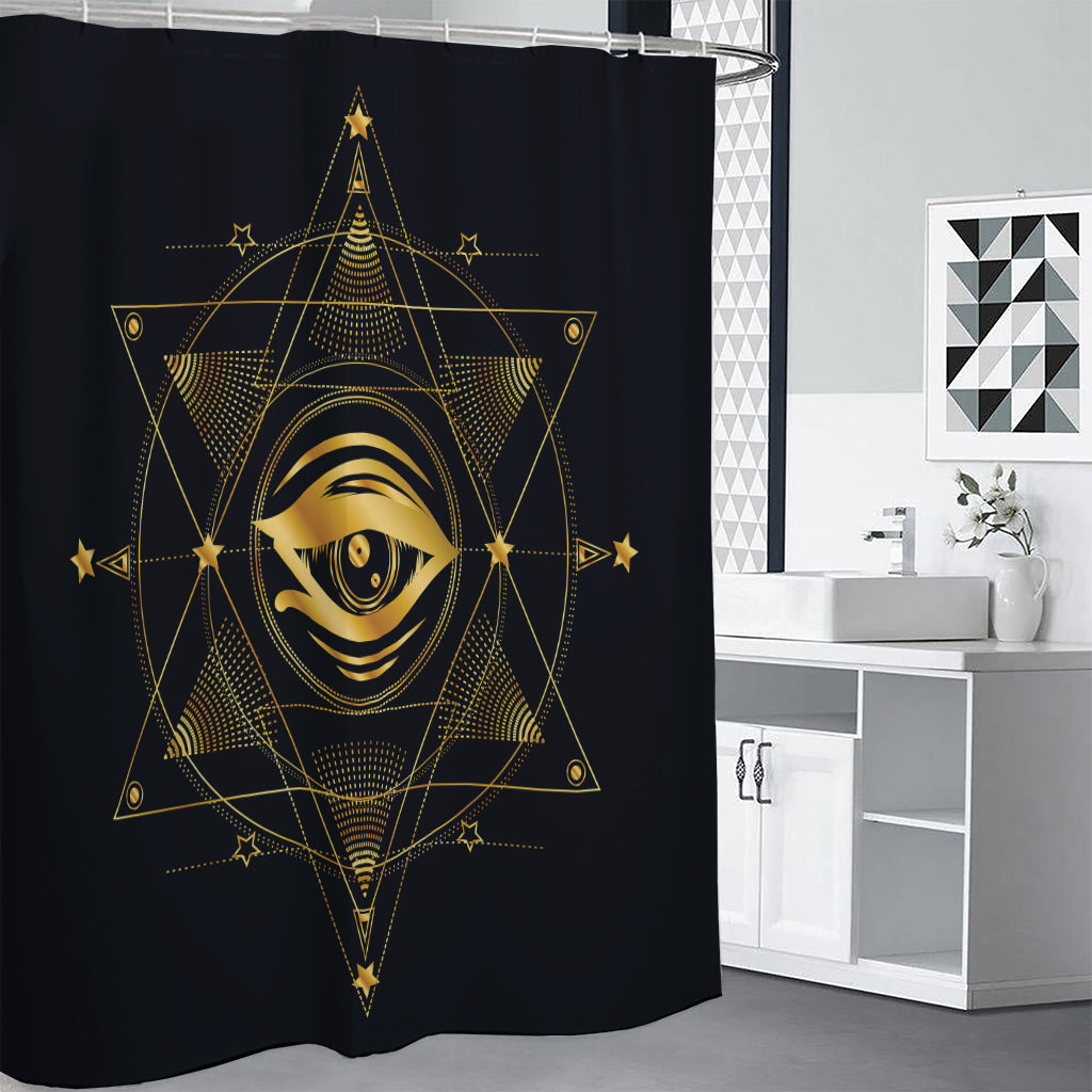 Geometric Eye of Providence Print Shower Curtain
